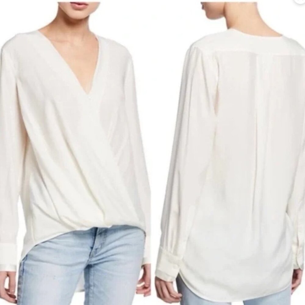 RAG & BONE Miranda Bright White Oversized Tunic Wrap Bubble Hem Silk NWT Size XS